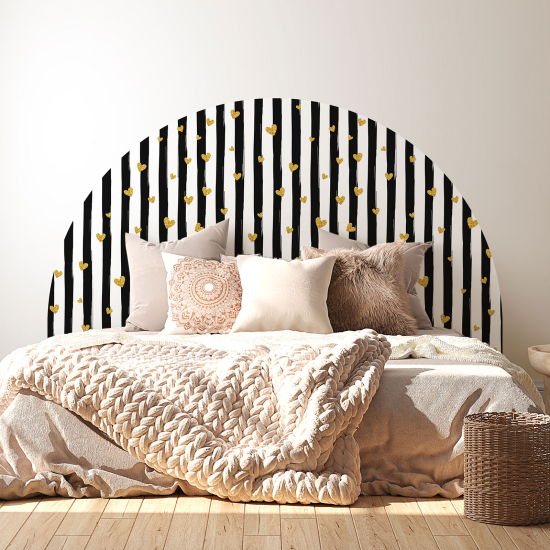 Headboard Wall Sticker - Hearts Stripes