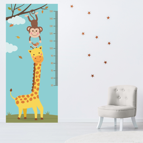 Height Chart Wall Sticker - Giraffe and monkey