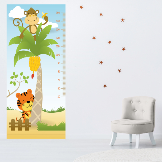 Height Chart Wall Sticker - Palm tree animals