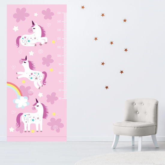 Height Chart Wall Sticker - Rainbow unicorns