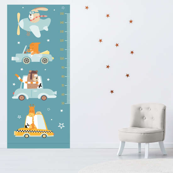 Height Chart Wall Sticker - Vehicles and animals