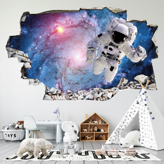 Hole In The Wall Sticker - Optical illusions - Astronaut