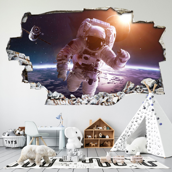 Hole In The Wall Sticker - Optical illusions - Astronaut