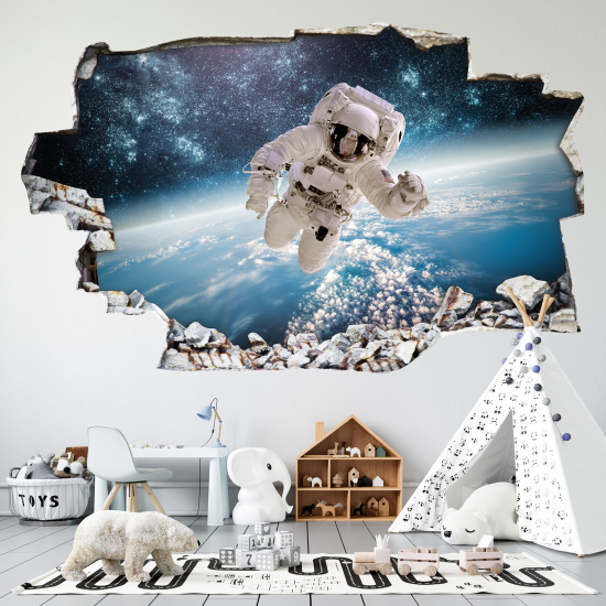 Hole In The Wall Sticker - Optical illusions - Astronaut