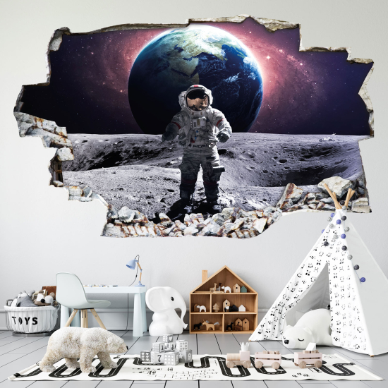 Hole In The Wall Sticker - Optical illusions - Astronaut