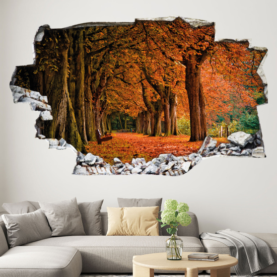 Hole In The Wall Sticker - Optical illusions - Autumn Forest