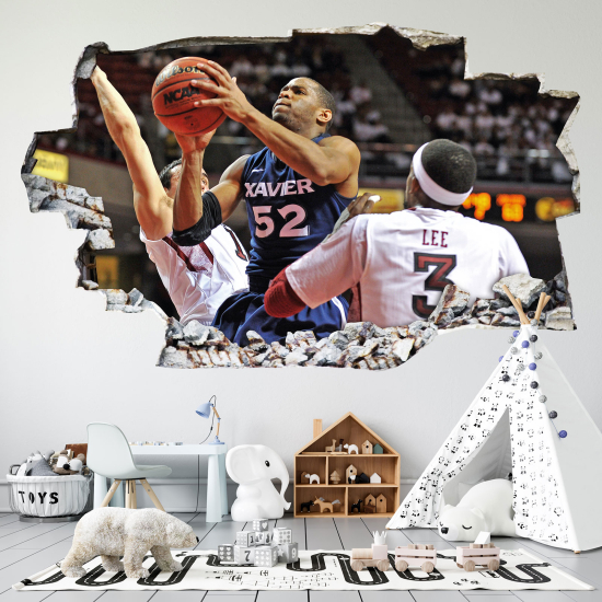 Hole In The Wall Sticker - Optical illusions - Basketball