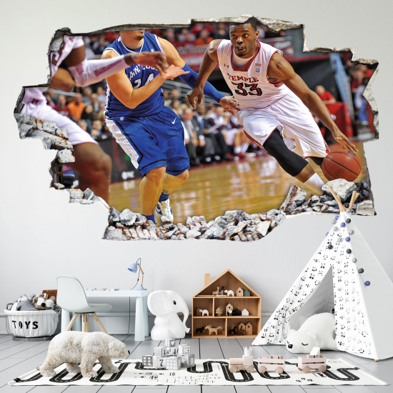 Hole In The Wall Sticker - Optical illusions - Basketball