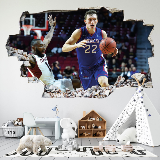 Hole In The Wall Sticker - Optical illusions - Basketball