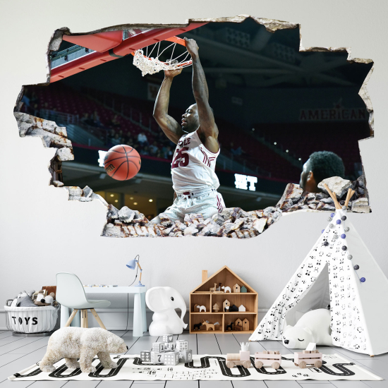 Hole In The Wall Sticker - Optical illusions - Basketball