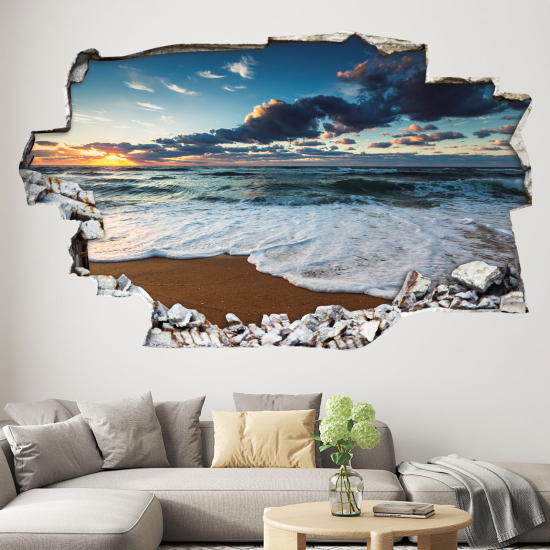 Hole In The Wall Sticker - Optical illusions - Beach