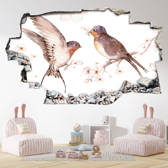 Hole In The Wall Sticker - Optical illusions - Birds