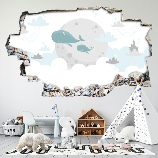 Hole In The Wall Sticker - Optical illusions - Cloud Whale