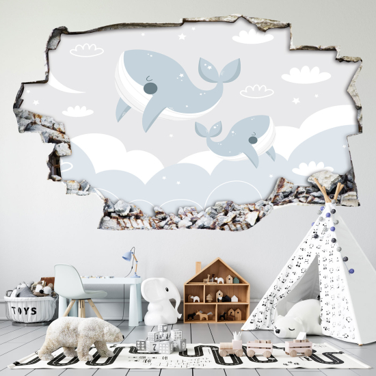 Hole In The Wall Sticker - Optical illusions - Cloud Whale