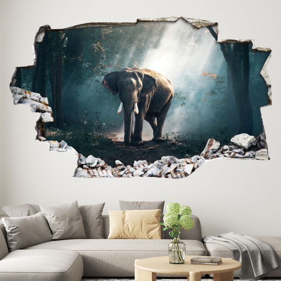 Hole In The Wall Sticker - Optical illusions - Elephant