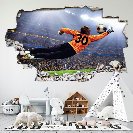 Hole In The Wall Sticker - Optical illusions - Football Goalkeeper