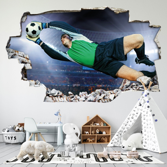 Hole In The Wall Sticker - Optical illusions - Football Goalkeeper