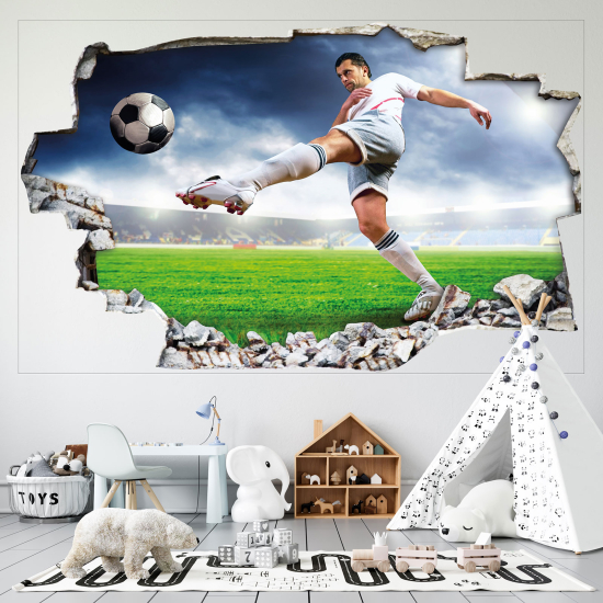 Hole In The Wall Sticker - Optical illusions - Footballer