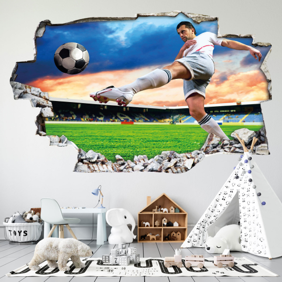 Hole In The Wall Sticker - Optical illusions - Footballer