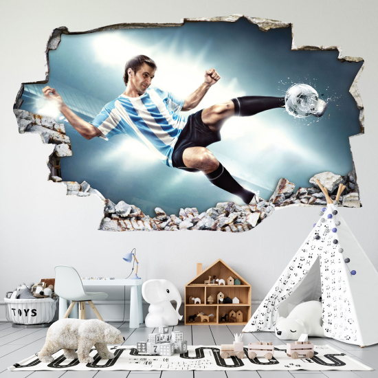 Hole In The Wall Sticker - Optical illusions - Footballer