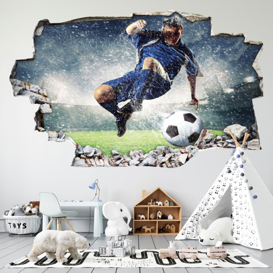 Hole In The Wall Sticker - Optical illusions - Footballer