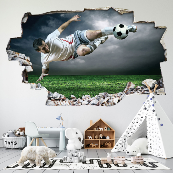 Hole In The Wall Sticker - Optical illusions - Footballer