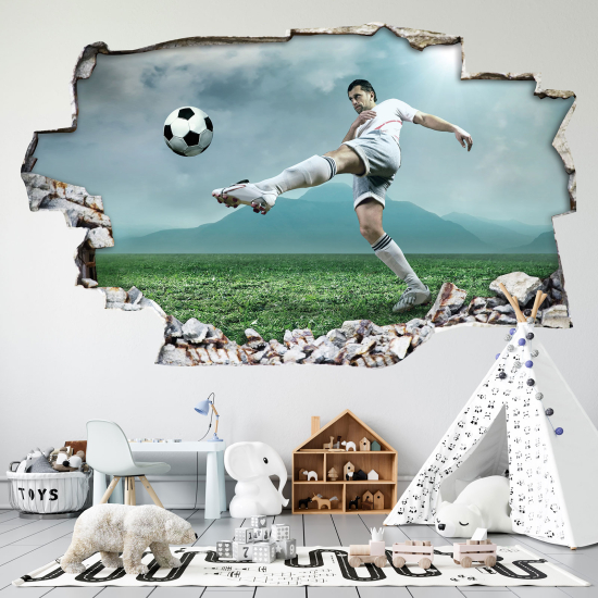 Hole In The Wall Sticker - Optical illusions - Footballer