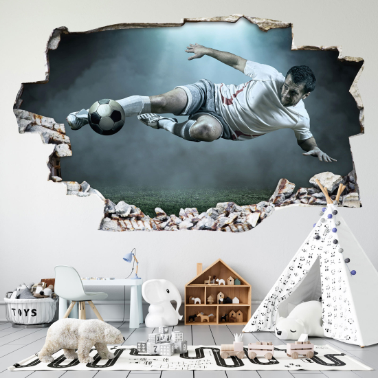 Hole In The Wall Sticker - Optical illusions - Footballer