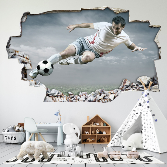 Hole In The Wall Sticker - Optical illusions - Footballer