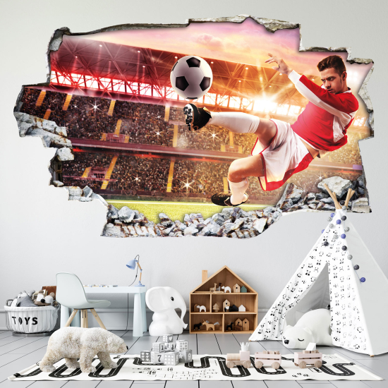 Hole In The Wall Sticker - Optical illusions - Footballer