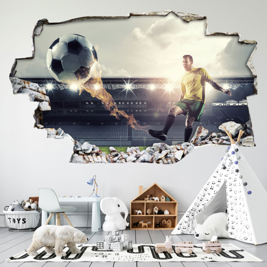 Hole In The Wall Sticker - Optical illusions - Footballer