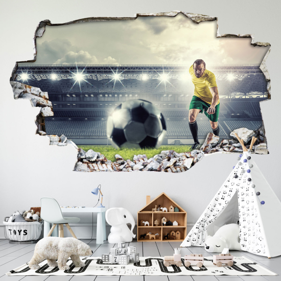 Hole In The Wall Sticker - Optical illusions - Footballer