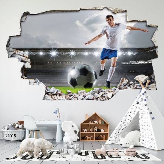 Hole In The Wall Sticker - Optical illusions - Footballer