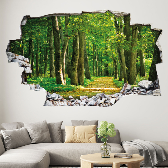 Hole In The Wall Sticker - Optical illusions - Forest