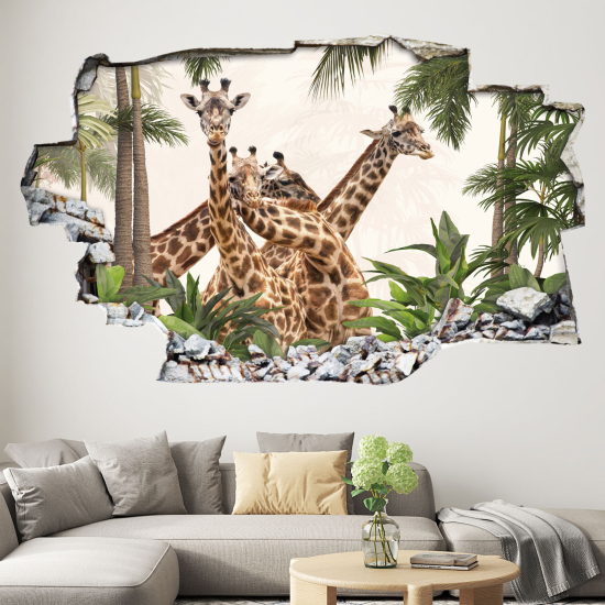 Hole In The Wall Sticker - Optical illusions - Giraffe