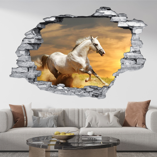 Hole In The Wall Sticker - Optical illusions - Horse