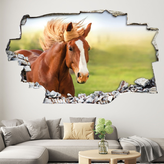 Hole In The Wall Sticker - Optical illusions - Horse