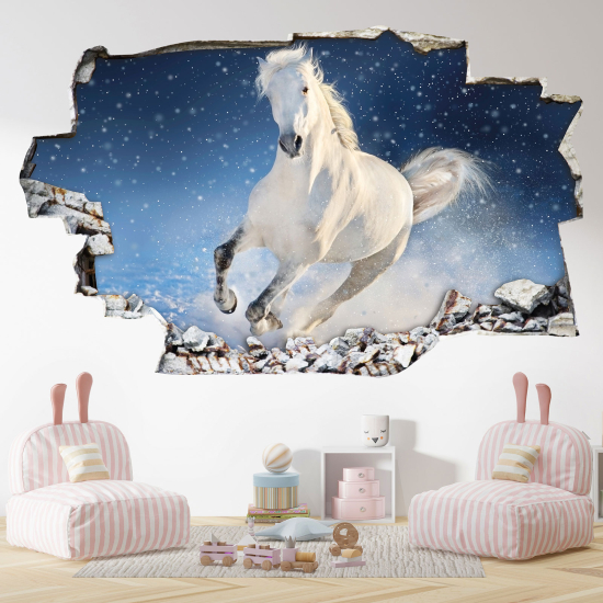 Hole In The Wall Sticker - Optical illusions - Horse