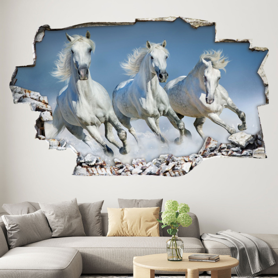 Hole In The Wall Sticker - Optical illusions - Horses