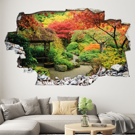 Hole In The Wall Sticker - Optical illusions - Japanese Garden