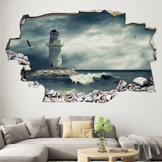 Hole In The Wall Sticker - Optical illusions - Lighthouse