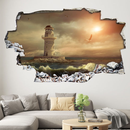 Hole In The Wall Sticker - Optical illusions - Lighthouse