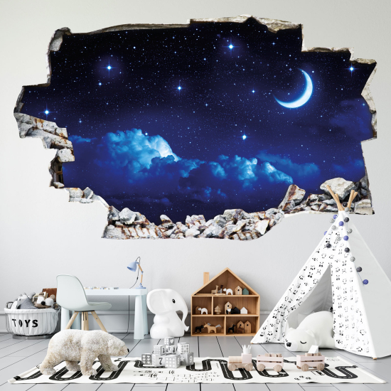 Hole In The Wall Sticker - Optical illusions - Moon