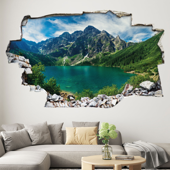 Hole In The Wall Sticker - Optical illusions - Mountain Lake