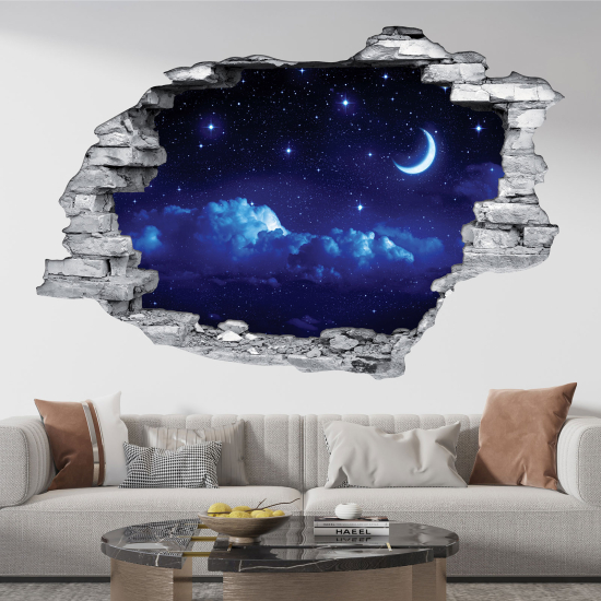 Hole In The Wall Sticker - Optical illusions - Night Sky