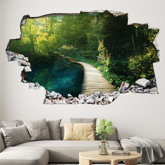 Hole In The Wall Sticker - Optical illusions - Path in the Forest