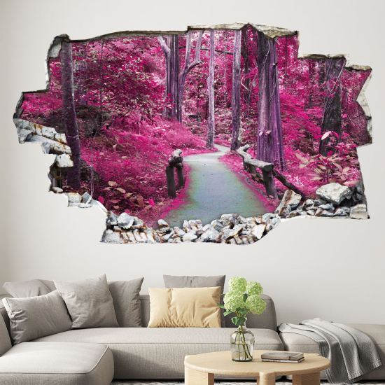 Hole In The Wall Sticker - Optical illusions - Path in the Forest