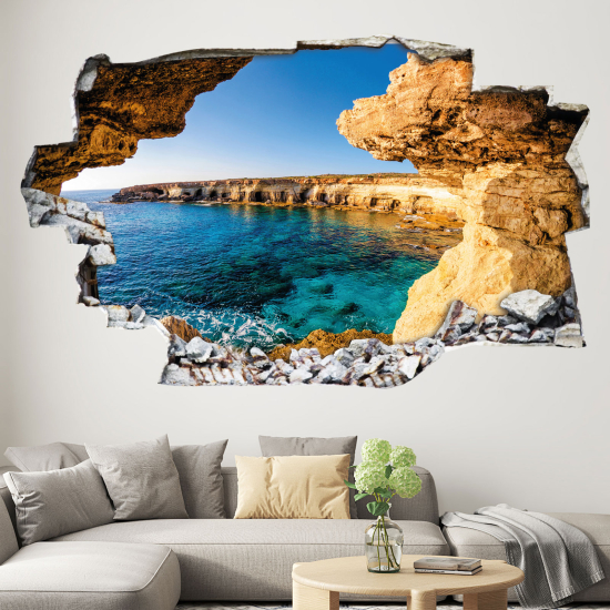 Hole In The Wall Sticker - Optical illusions - Sea