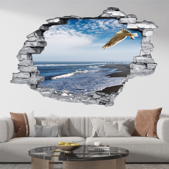 Hole In The Wall Sticker - Optical illusions - Sea