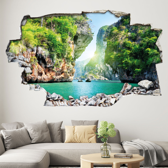 Hole In The Wall Sticker - Optical illusions - Sea